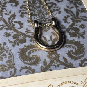 KB equestrian style horseshoe shape pendant necklace gold tone horseshoe jewelry